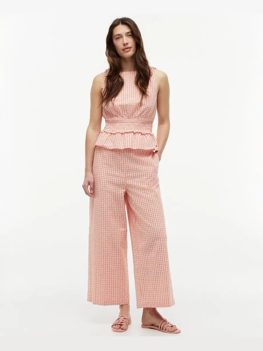 Комплект из топа и брюк из сисака с прямыми штанинами Tommy Hilfiger, Gingham Biscuit — изображение 2 из 7