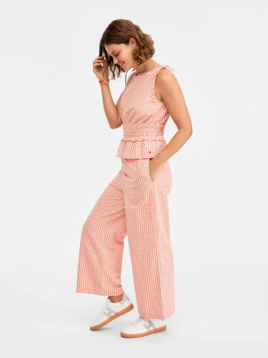 Комплект из топа и брюк из сисака с прямыми штанинами Tommy Hilfiger, Gingham Biscuit — изображение 4 из 7