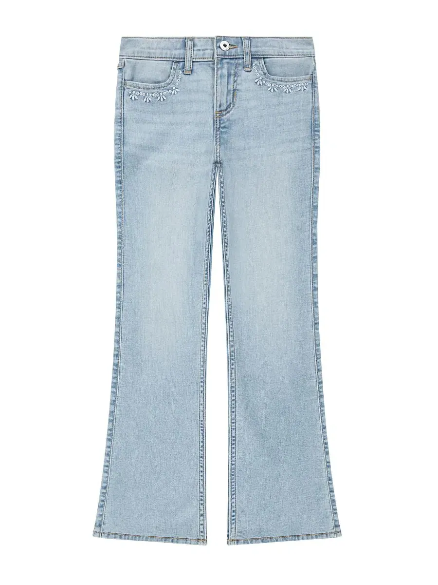 Джинсы-клеш с заниженной талией с люверсами Abercrombie Kids, Light Pasblue