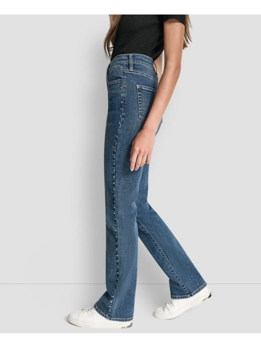 Женские джинсы-клеш с заклепками по бокам и высокой посадкой DKNY Jeans, Cobble Hill — изображение 2 из 7