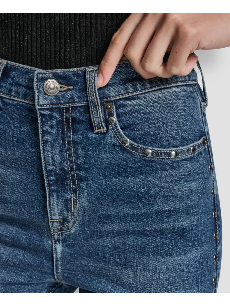 Женские джинсы-клеш с заклепками по бокам и высокой посадкой DKNY Jeans, Cobble Hill — изображение 4 из 7
