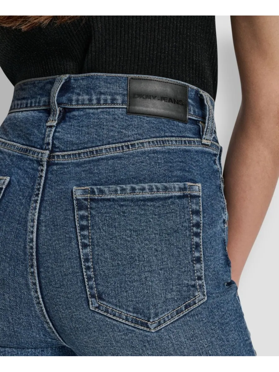 Женские джинсы-клеш с заклепками по бокам и высокой посадкой DKNY Jeans, Cobble Hill — изображение 7 из 7