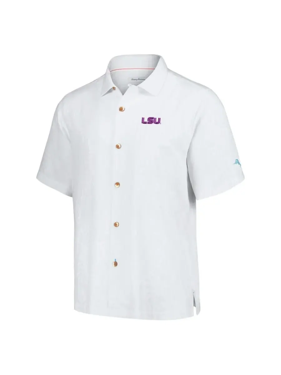 Tommy Bahama Мужская белая рубашка на пуговицах LSU Tigers Castaway Game Camp — изображение 3 из 3, белый