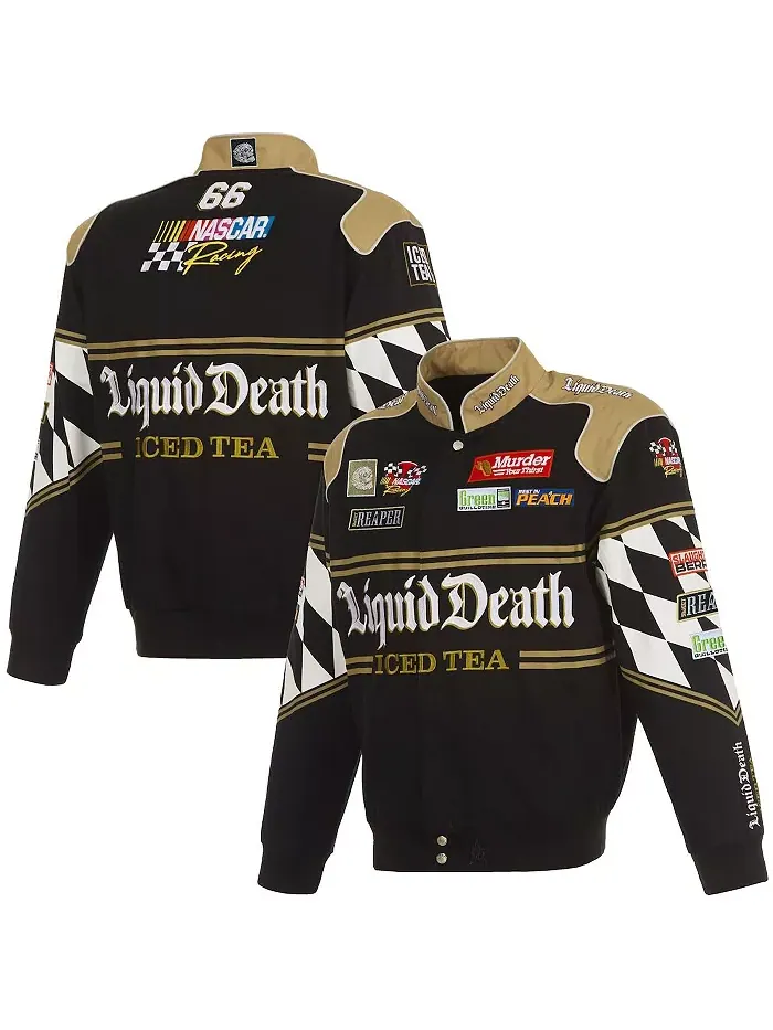 Мужская черная форменная куртка NASCAR Liquid Death из твила с застежкой на кнопки JH Design