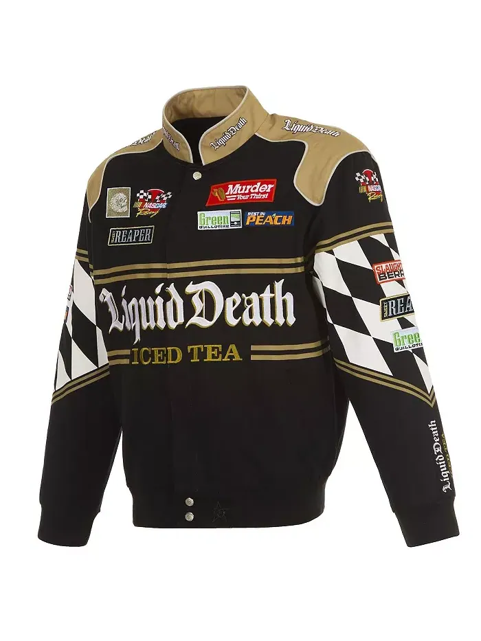 Мужская черная форменная куртка NASCAR Liquid Death из твила с застежкой на кнопки JH Design — изображение 2 из 5
