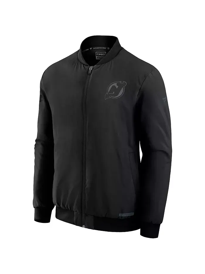 Мужская черная бомбер-куртка New Jersey Devils Authentic Pro Road на молнии Fanatics — изображение 2 из 3