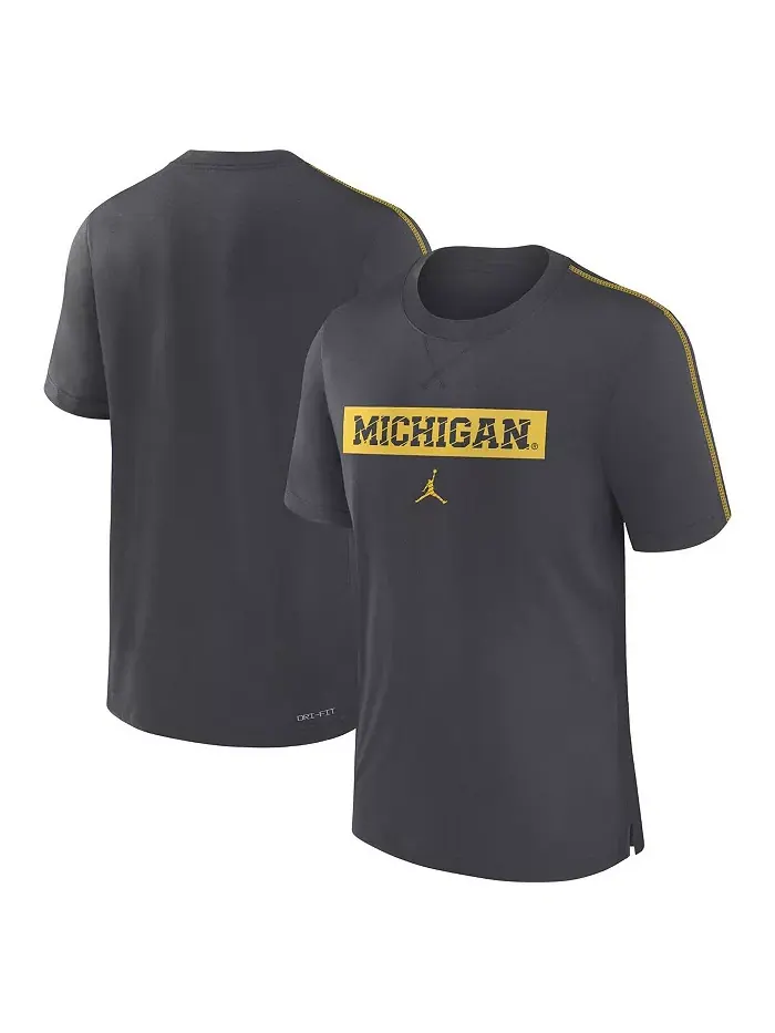 Мужская футболка Michigan Wolverines 2024 Sideline Player Performance Tri-Blend цвета антрацит