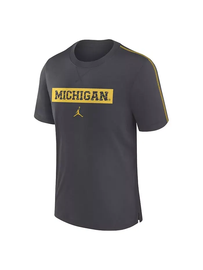 Мужская футболка Michigan Wolverines 2024 Sideline Player Performance Tri-Blend цвета антрацит — изображение 2 из 3
