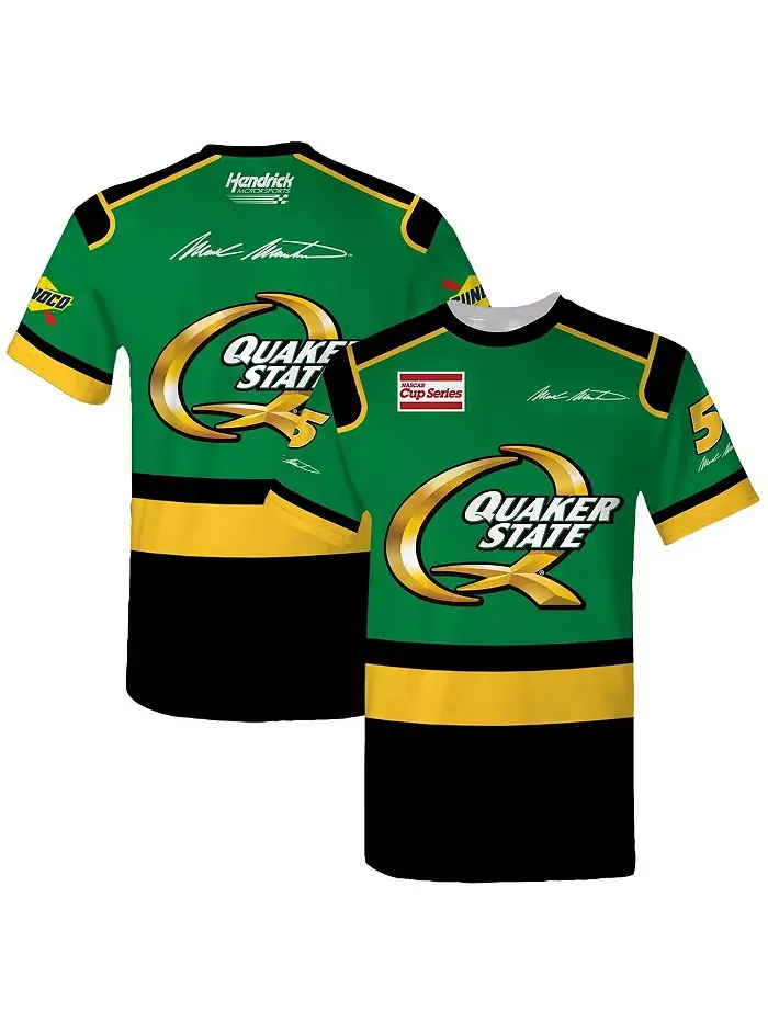Мужская зеленая футболка Mark Martin Quaker State Legend Uniform Hendrick Motorsports Team