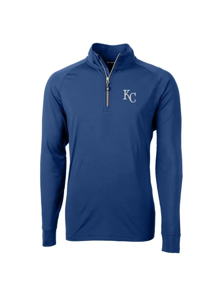 Пуловер с четверть-застежкой Kansas City Royals Adapt Eco Knit Stretch Cutter & Buck — изображение 3 из 3, королевский