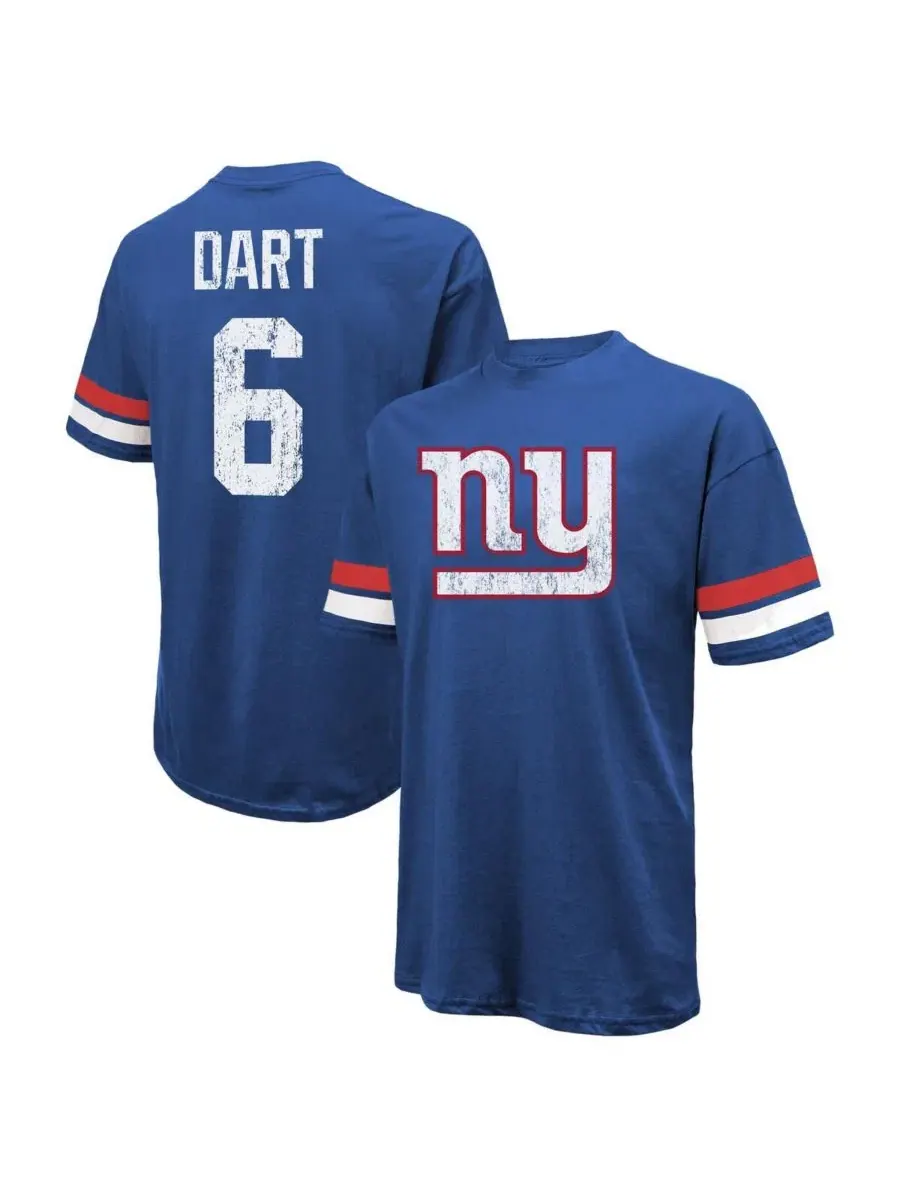 Футболка оверсайз с принтом Jaxson Dart Royal New York Giants Majestic Threads — синий