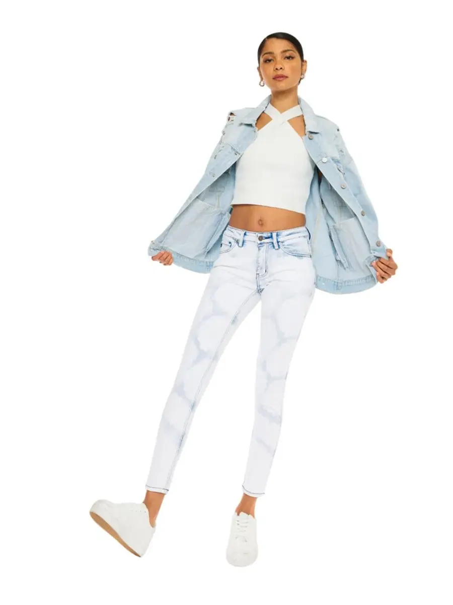 Джинсы скинни с завышенной талией, Ezra Mid Rise Super Skinny KanCan, Acid Wash — изображение 6 из 10