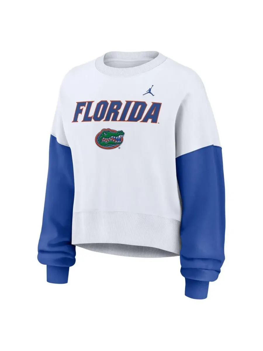 Jordan Женская белая толстовка-пуловер оверсайз с цветными блоками в стиле Florida Gators — изображение 3 из 3, белый