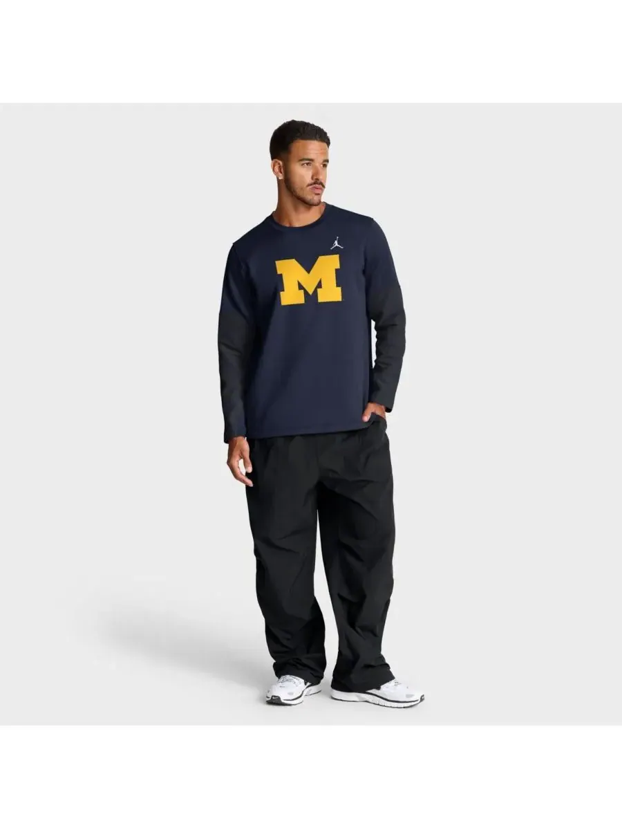 Jordan Мужская темно-синяя футболка с длинным рукавом Michigan Wolverines 2025 Sideline Coach — изображение 3 из 5