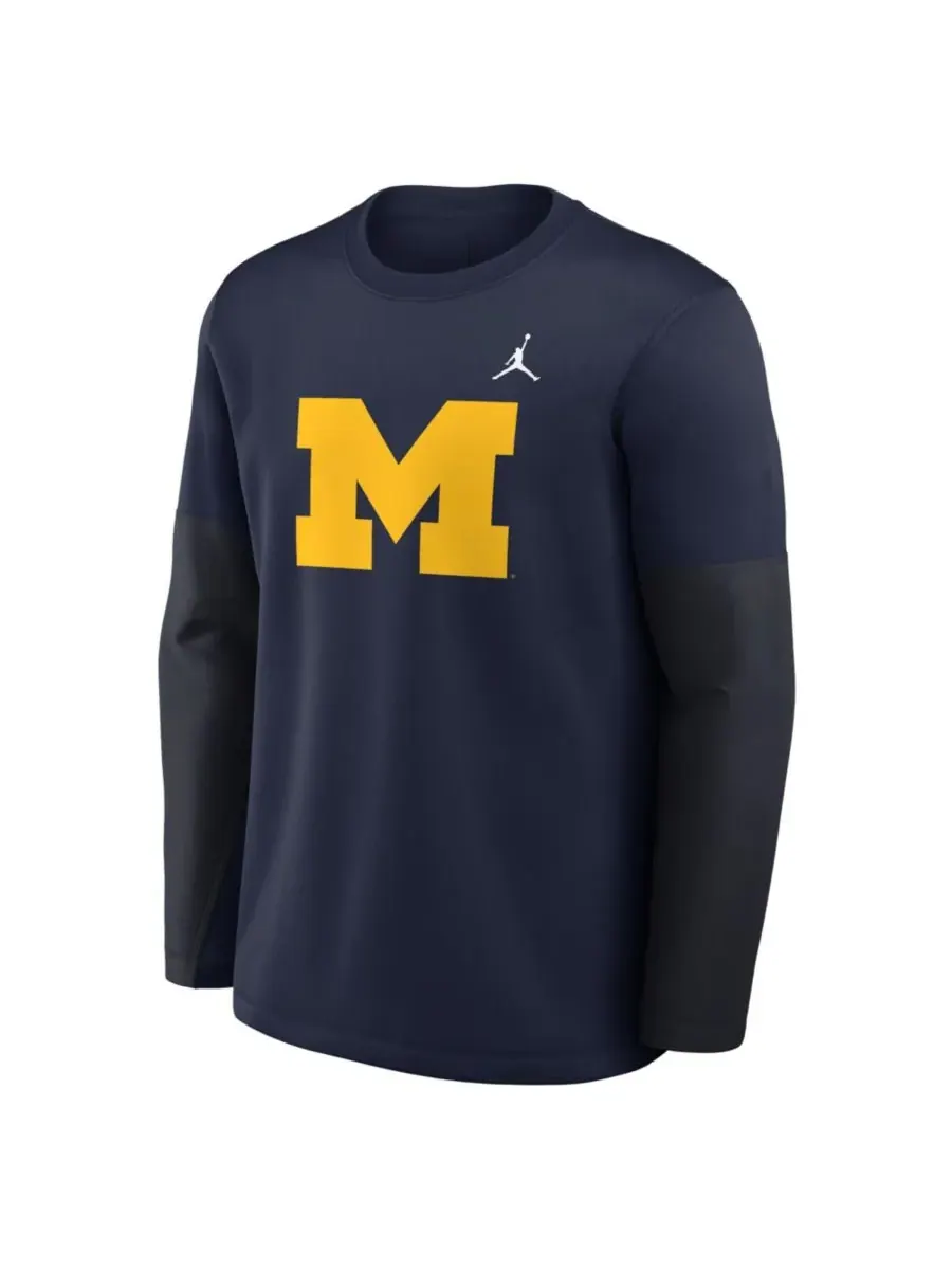 Jordan Мужская темно-синяя футболка с длинным рукавом Michigan Wolverines 2025 Sideline Coach — изображение 5 из 5