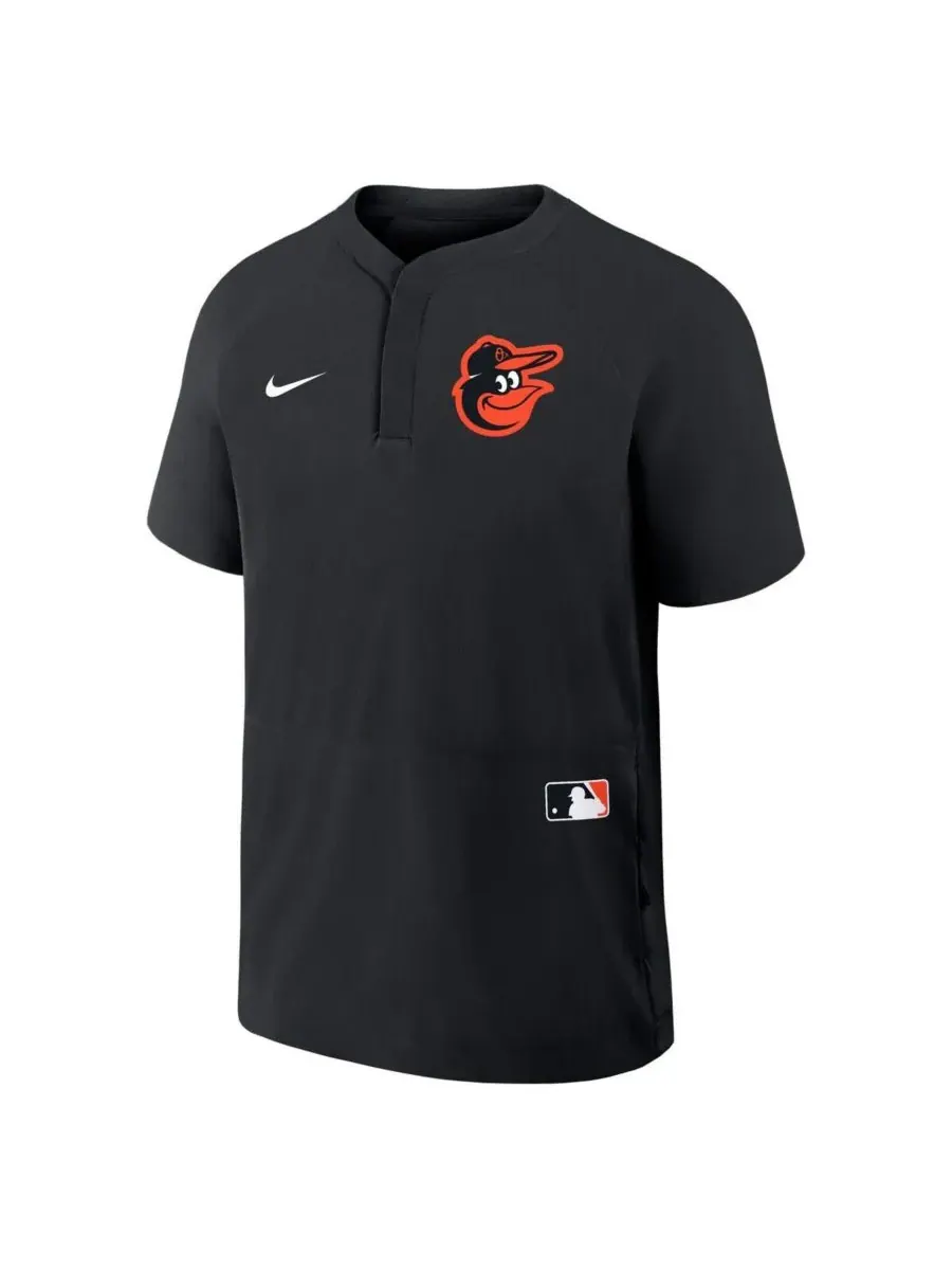 Nike Мужская черная ветровка с коротким рукавом-реглан из коллекции Baltimore Orioles Authentic — изображение 2 из 3, черный