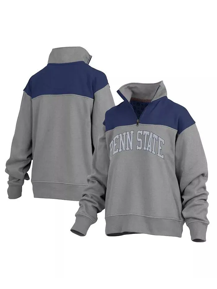 Женская серая флисовая куртка с молнией четверти Penn State Nittany Lions Avon Pressbox