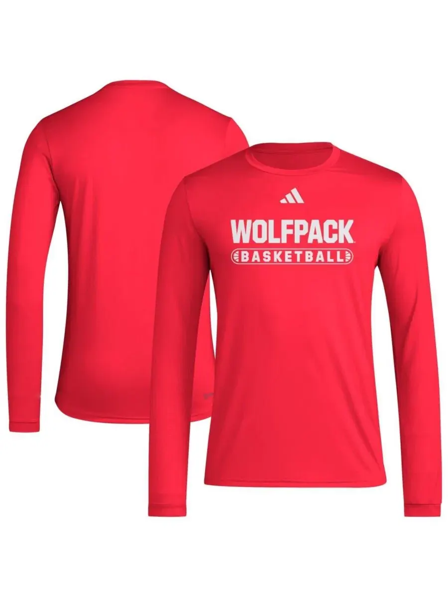 Футболка с длинным рукавом с принтом NC State Wolfpack On-Court Pregame adidas
