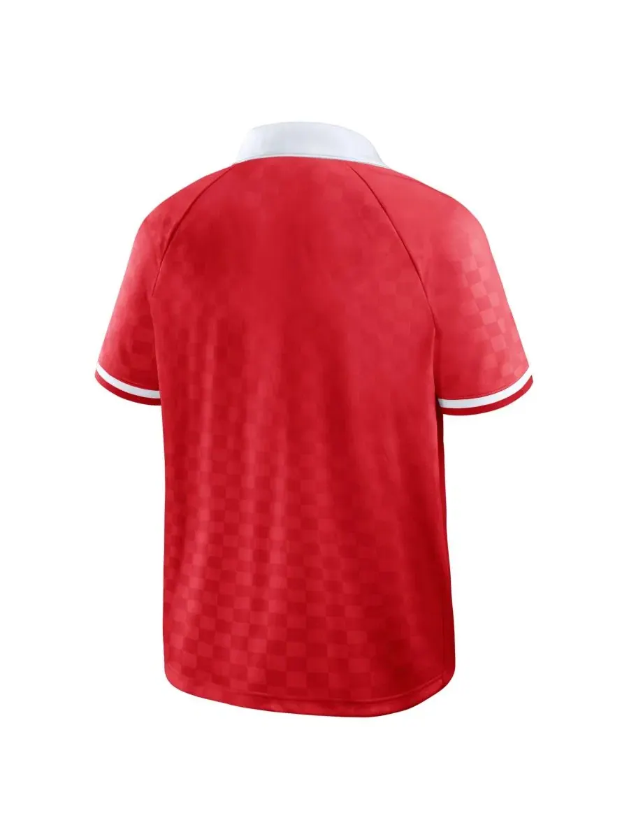 Поло-рубашка с V-образным вырезом Homerun Raglan Fanatics — изображение 3 из 5, красный белый