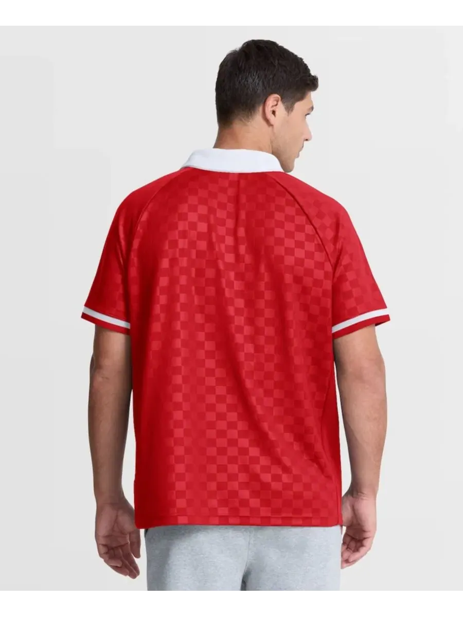 Поло-рубашка с V-образным вырезом Homerun Raglan Fanatics — изображение 4 из 5, красный белый
