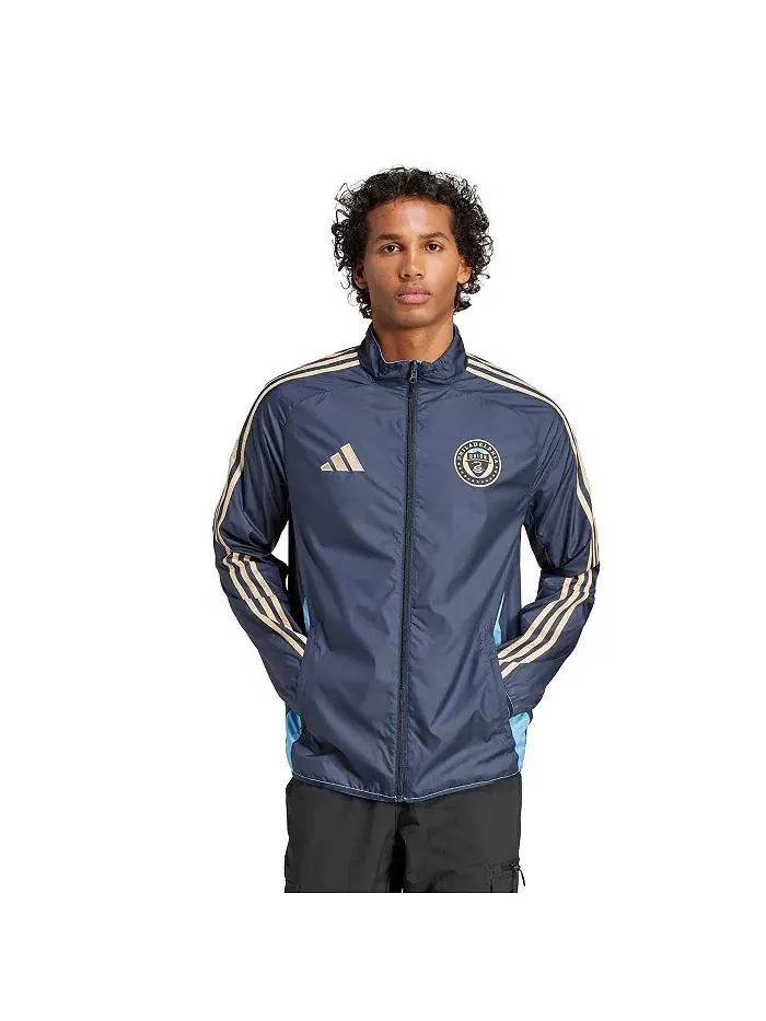 Мужская синяя/голубая реверсивная куртка на молнии Philadelphia Union 2025 Anthem Full-Zip adidas — изображение 3 из 5
