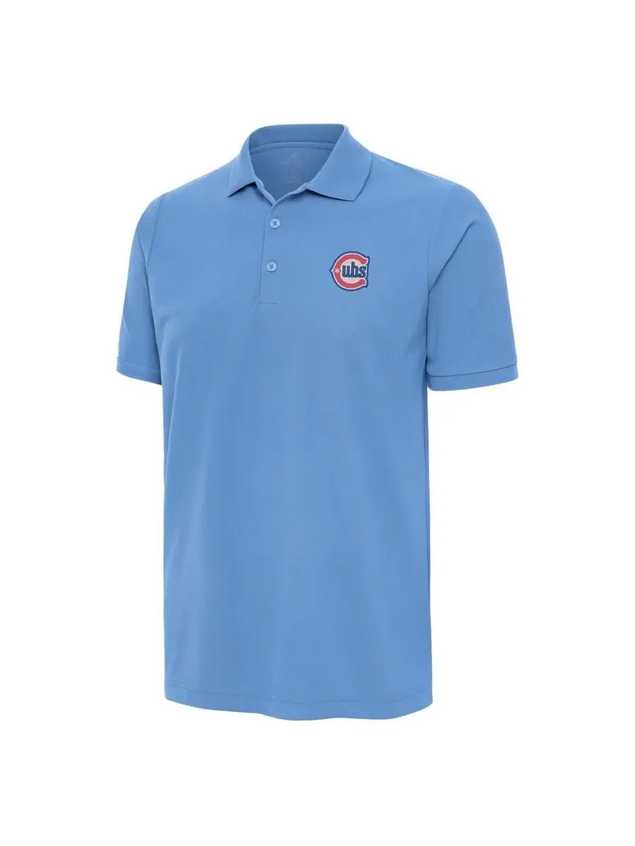 Поло с вышивкой логотипа Chicago Cubs, модель Alternate Logo Legacy Pique Antigua — изображение 2 из 3, синий