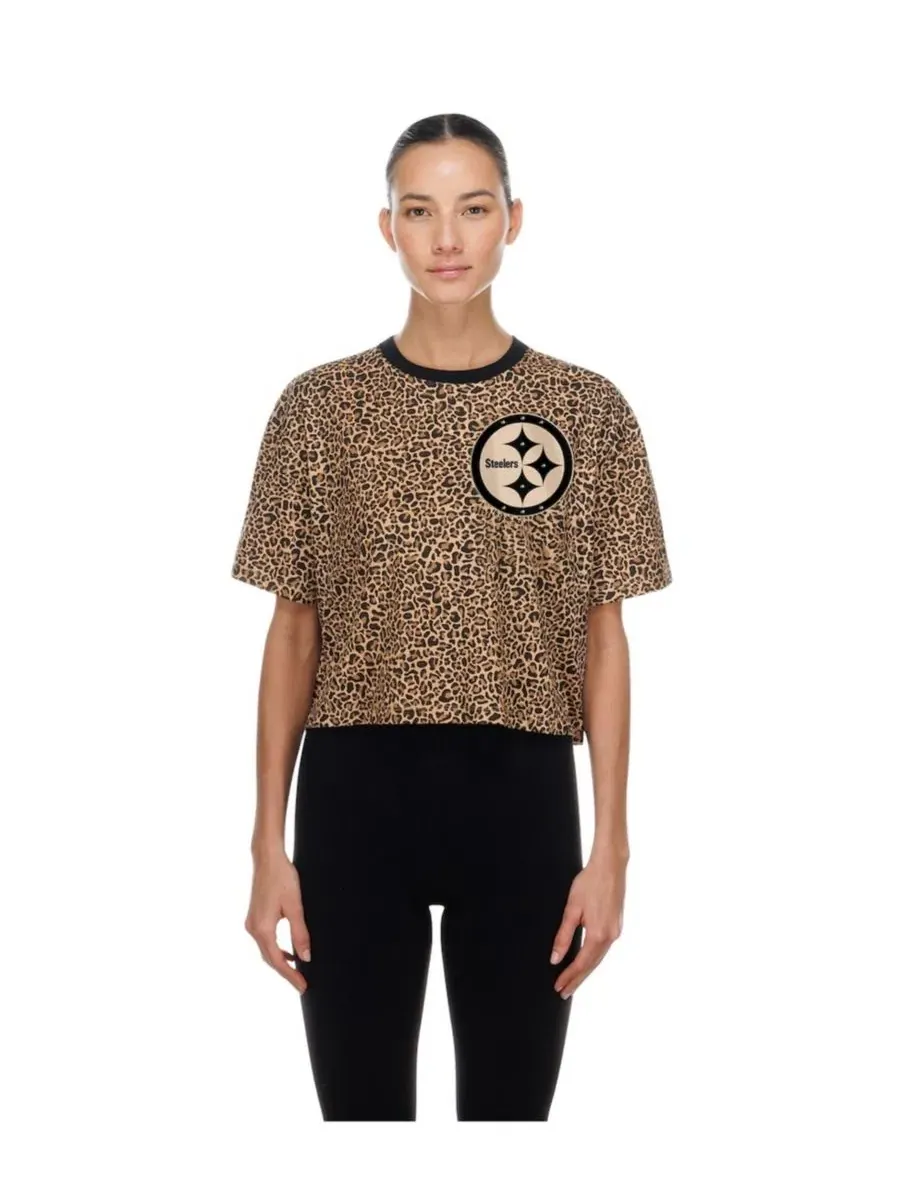 Футболка-кроп с леопардовым принтом Mom Me Leopard Boxy Cropped New Era