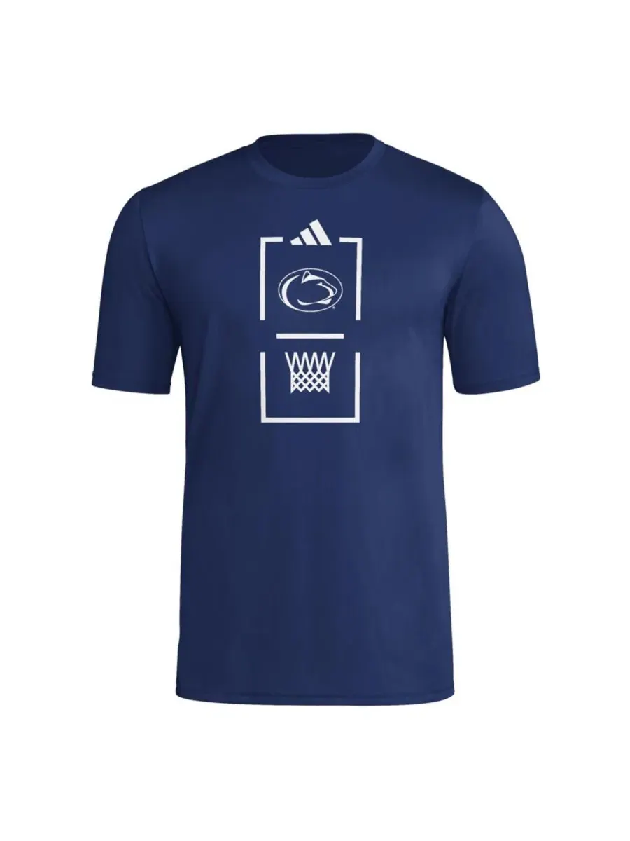 Футболка с принтом Penn State Nittany Lions On-Court Pregame adidas — изображение 3 из 3, темно-синий