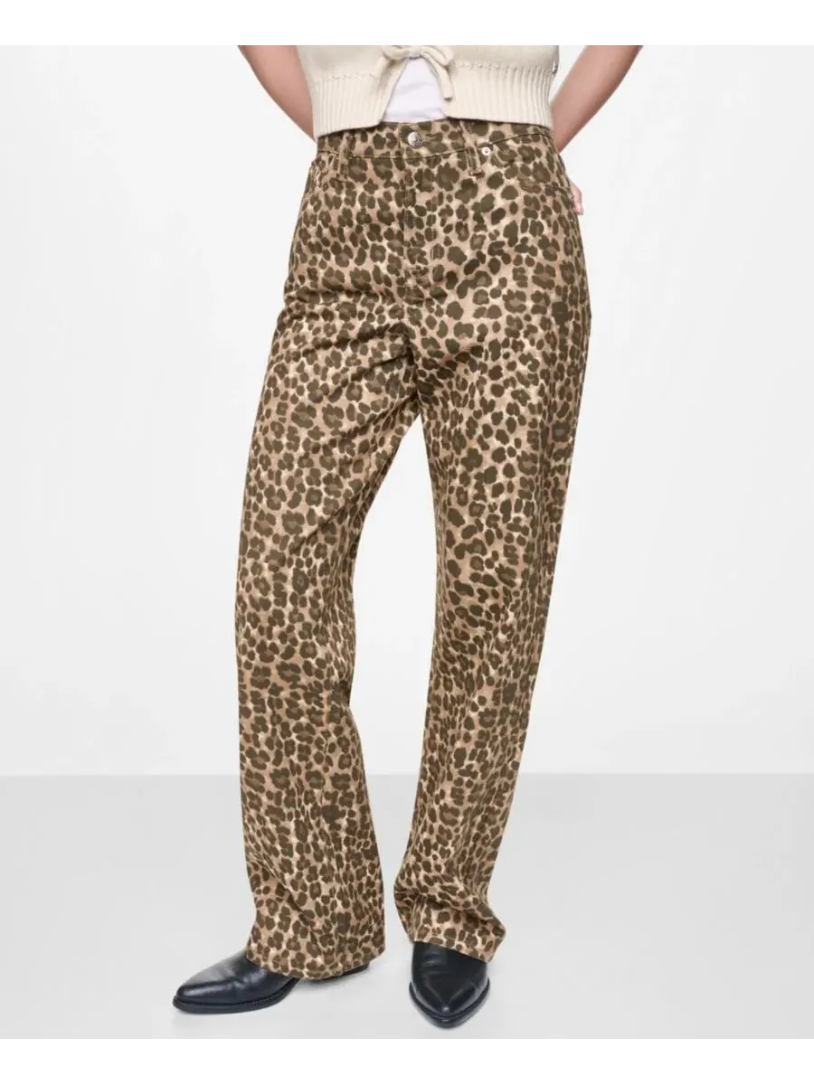 Джинсы прямого кроя с принтом Animal Print DKNY Jeans, Woodsmoke Leopard Pr