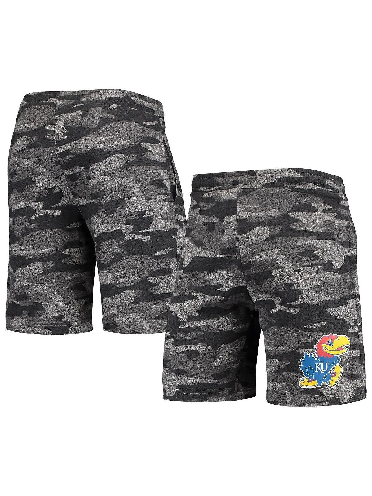 Мужские темно-серые шорты kansas jayhawks camo backup terry jam lounge shorts Concepts Sport