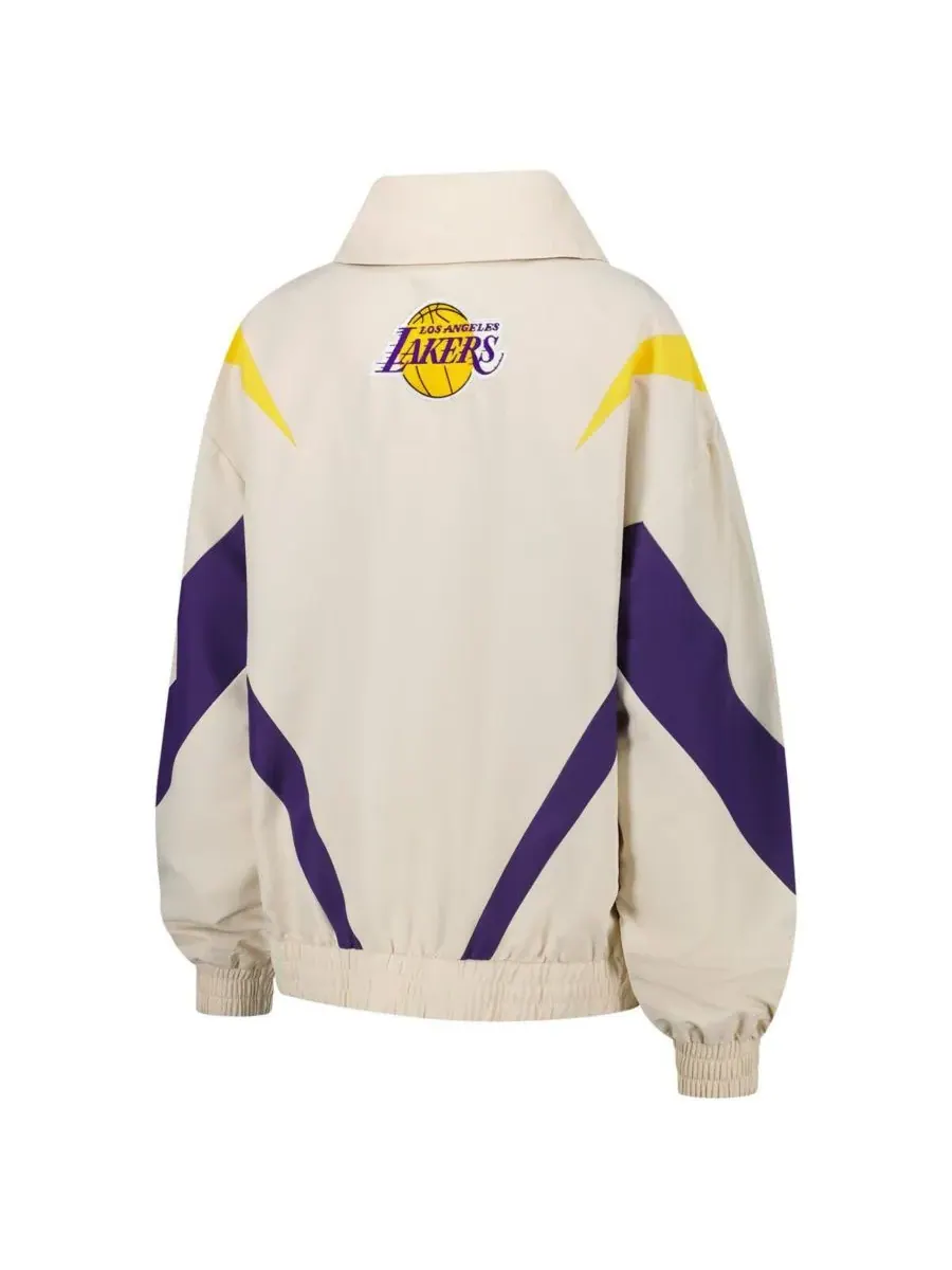 Terez Женская белая ветровка Los Angeles Lakers Retro Chevron Ripstop с застежкой-молнией до — изображение 2 из 3, белый