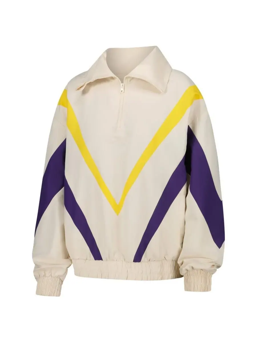 Terez Женская белая ветровка Los Angeles Lakers Retro Chevron Ripstop с застежкой-молнией до — изображение 3 из 3, белый