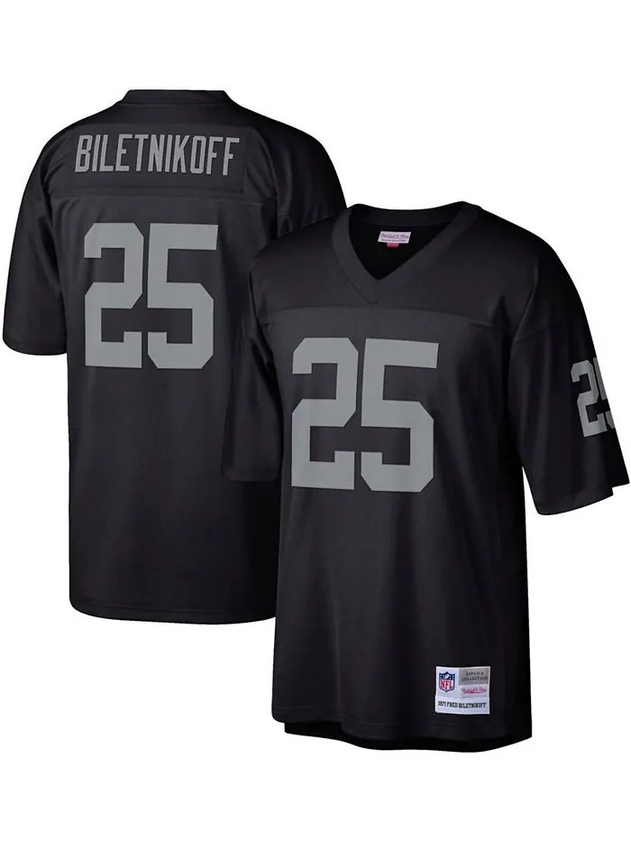Мужская черная футболка Fred Biletnikoff Las Vegas Raiders Retired Player Legacy Replica Mitchell &
