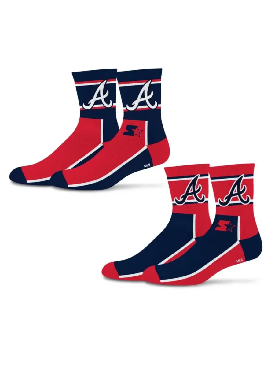 Носки спортивные сформированной пяткой, 2 пары, Atlanta Braves Starter