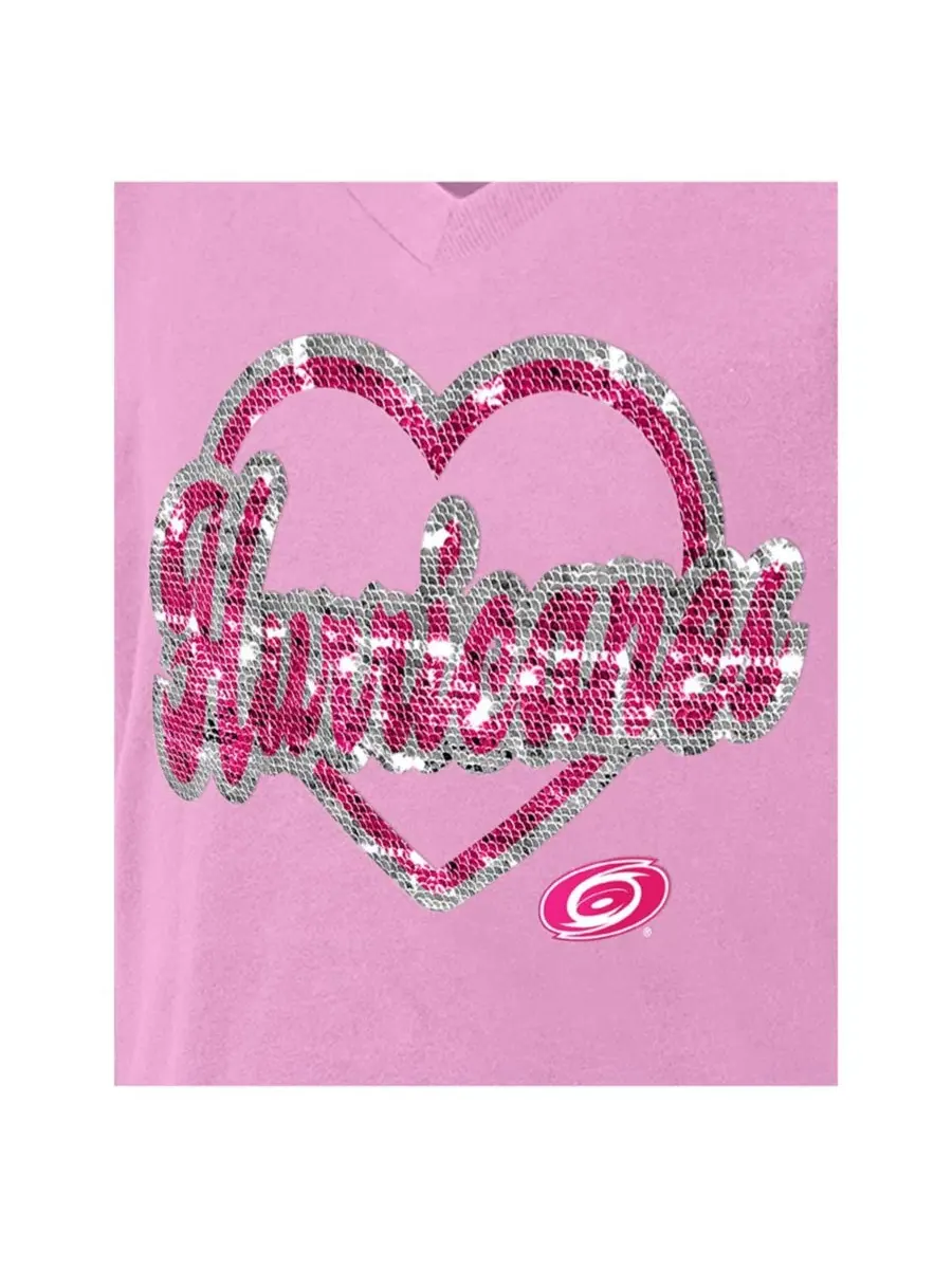 Футболка с V-образным вырезом с принтом и пайетками Carolina Hurricanes New Era — изображение 2 из 4, розовый