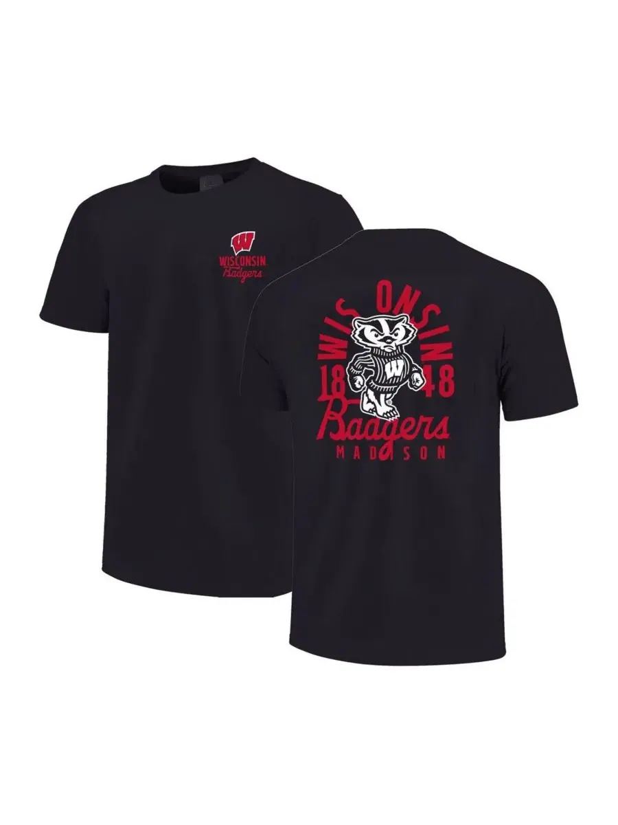 Футболка с длинным рукавом Wisconsin Badgers Comfort Colors Mascot Overlay Image One