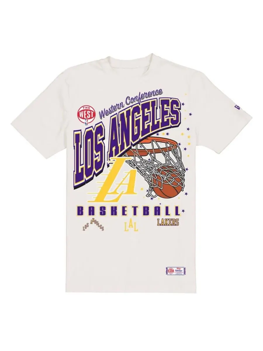 Футболка оверсайз с принтом Los Angeles Lakers City Edition Remix Vintage New Era — изображение 2 из 3, бежевый