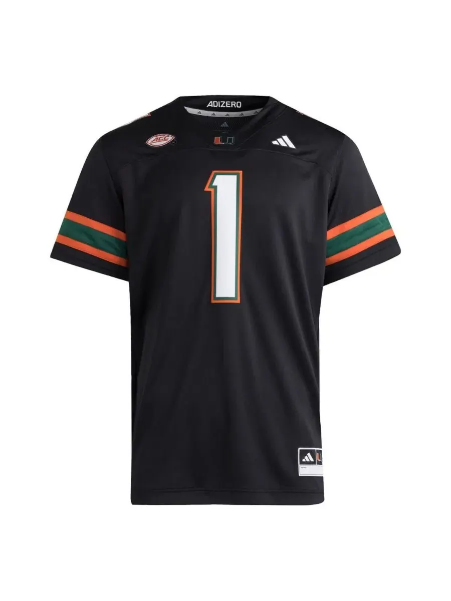 Футболка-джерси Premier с принтом Miami Hurricanes adidas — изображение 3 из 3, черный