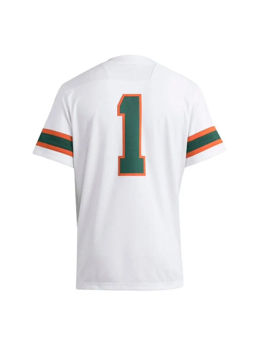 Футболка с v-образным вырезом Miami Hurricanes Premier Jersey adidas — изображение 3 из 3, белый
