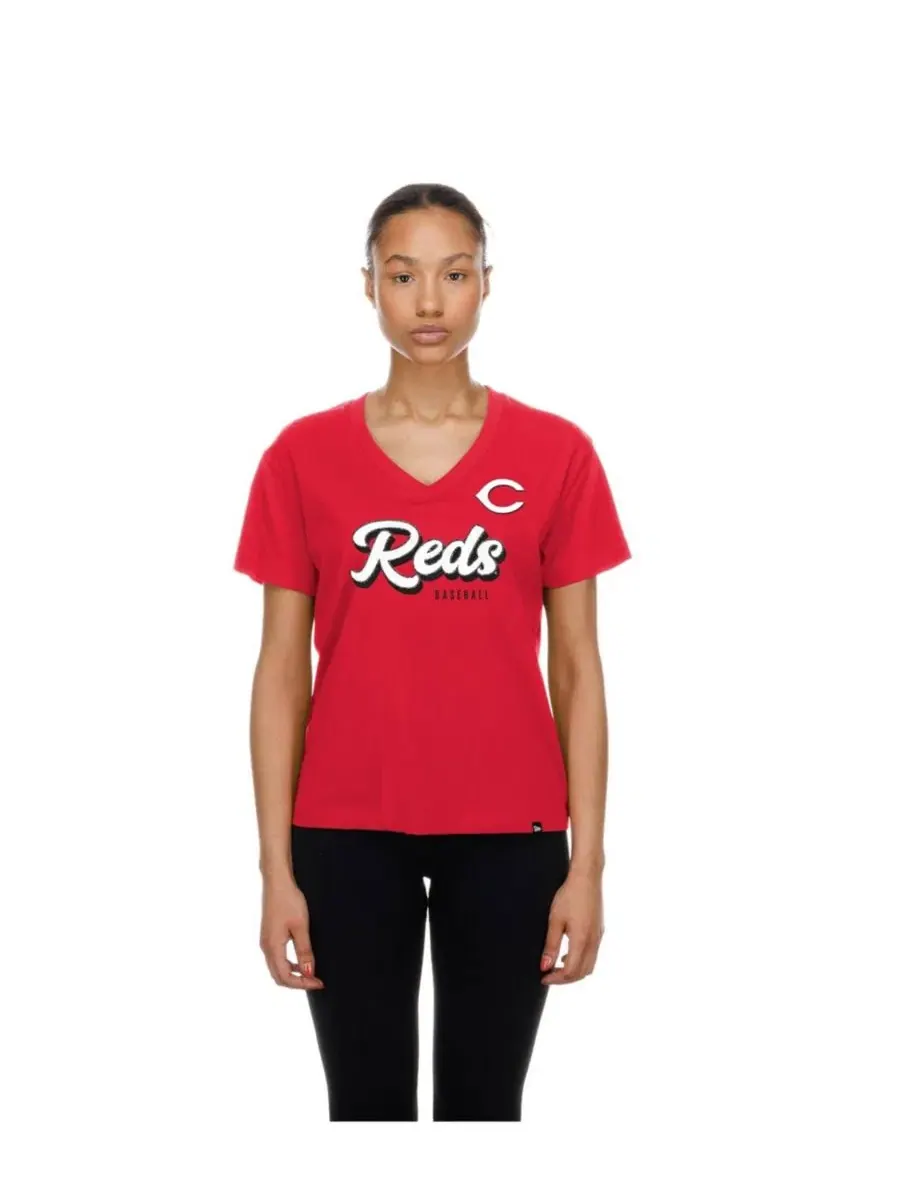 Футболка с V-образным вырезом Cincinnati Reds New Era