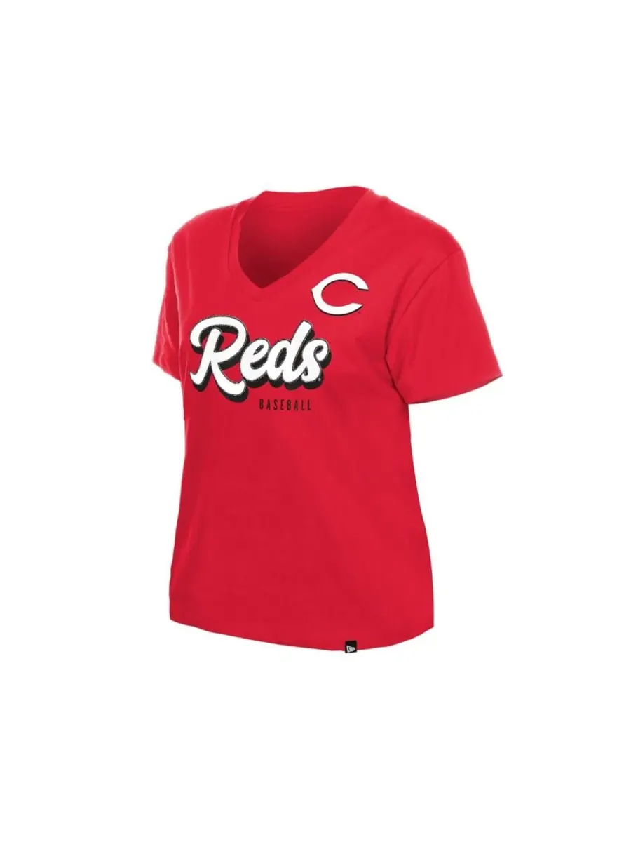 Футболка с V-образным вырезом Cincinnati Reds New Era — изображение 3 из 4, красный