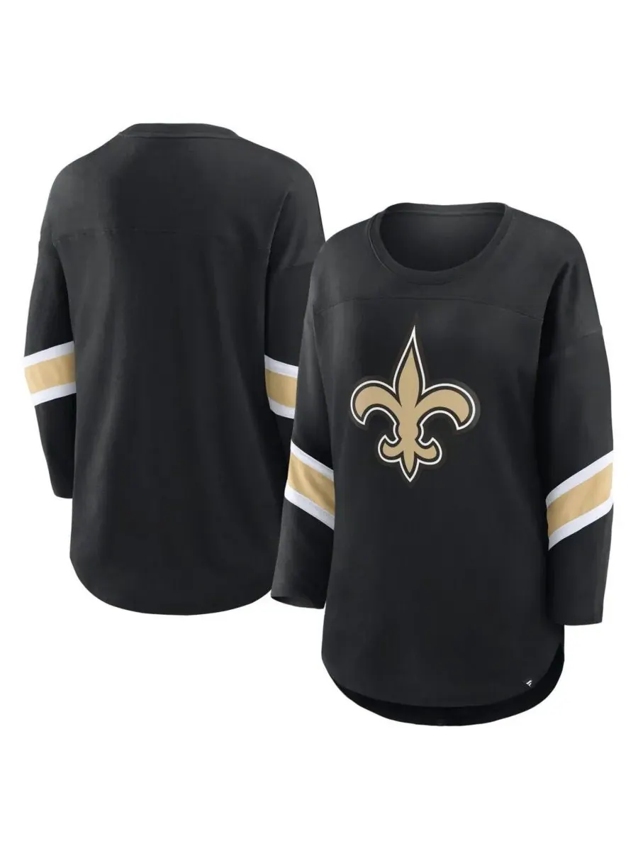 Fanatics Женская черная футболка больших размеров New Orleans Saints Redzone с рукавами 3/4 и