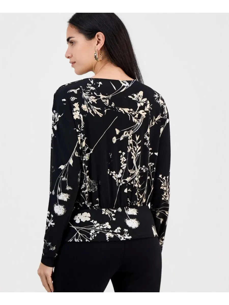 Блуза с принтом, с длинным рукавом I.N.C. International Concepts, Johanna Bouquet — изображение 3 из 6