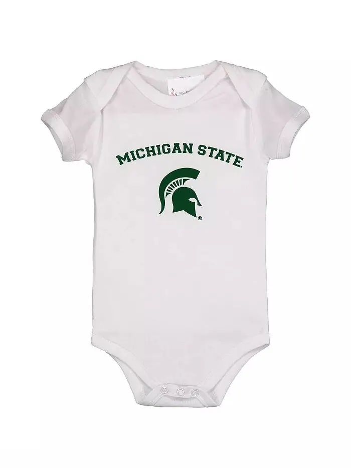 Боди для мальчиков и девочек, белый Michigan State Spartans Arch & Logo Two Feet Ahead
