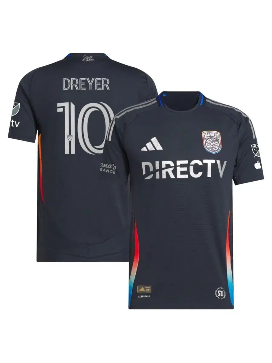 Футболка MLS Authentic с длинным рукавом Anders Dreyer San Diego FC 2025 State of Flow On-Field
