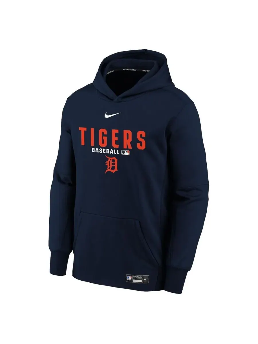 Худи Nike с капюшоном, флисовое, с принтом Detroit Tigers — изображение 2 из 3, темно-синий