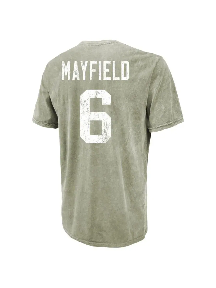 Футболка с принтом Baker Mayfield Moss Green Tampa Bay Buccaneers Mineral Wash Majestic Threads — изображение 2 из 3, зеленый