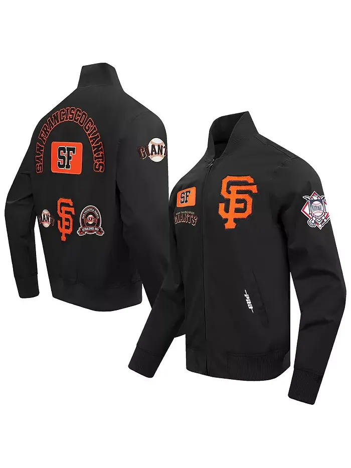 Мужская черная бейсбольная куртка San Francisco Giants с полной застежкой-молнией и кодом города