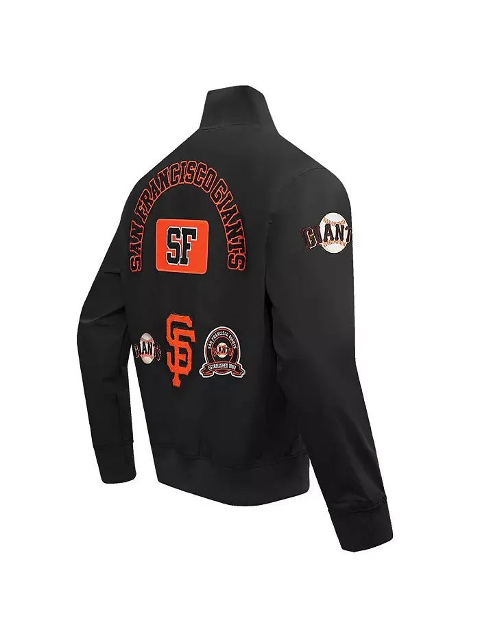 Мужская черная бейсбольная куртка San Francisco Giants с полной застежкой-молнией и кодом города — изображение 2 из 5