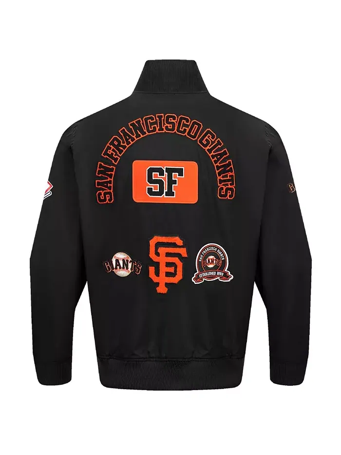 Мужская черная бейсбольная куртка San Francisco Giants с полной застежкой-молнией и кодом города — изображение 3 из 5